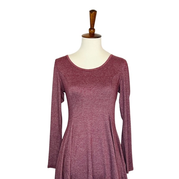 Mauve Long Sleeve Strappy Back Flared Skirt Mini Dress - Picture 8 of 16